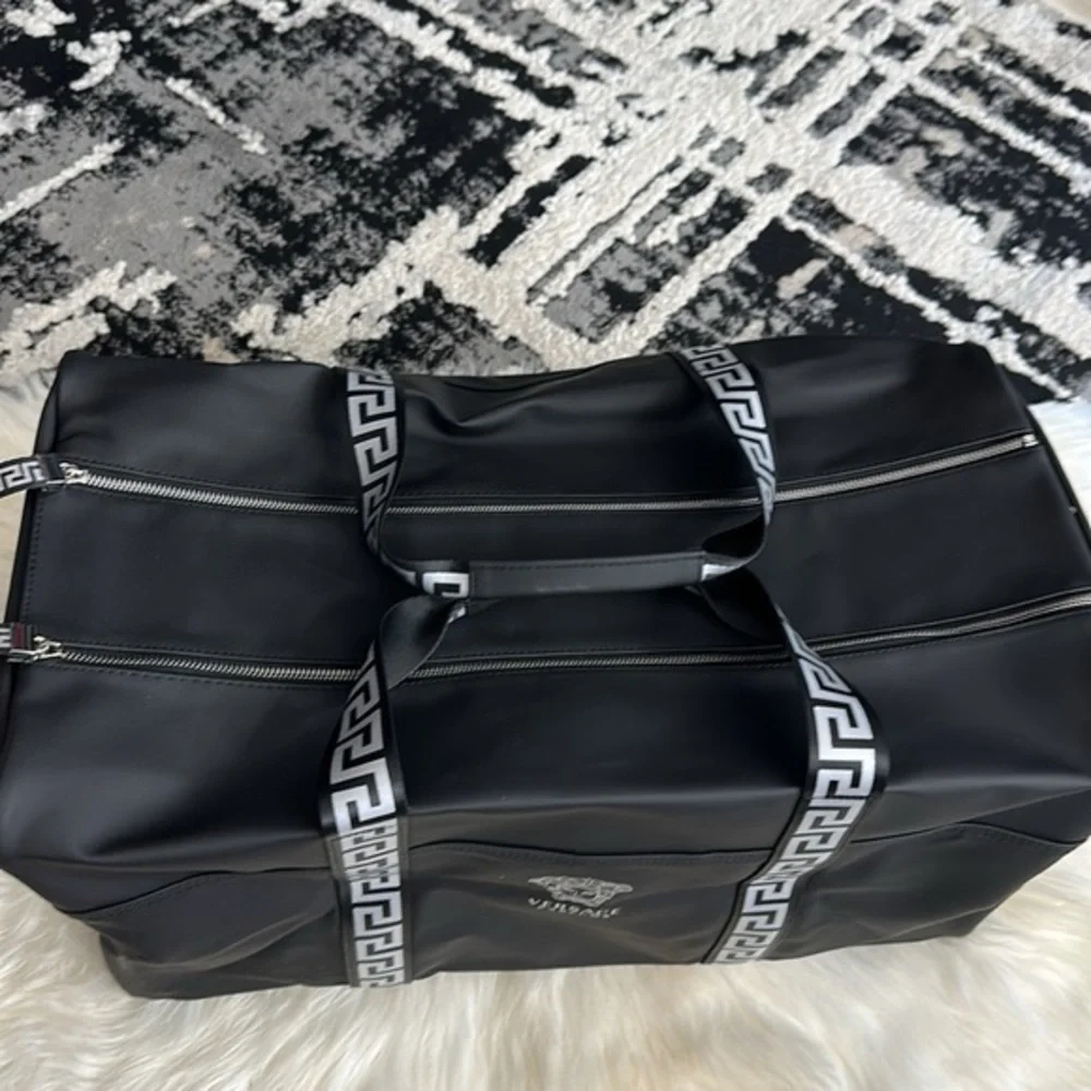 Versace Black and Gray Duffel Bag travel bag/ gym bag